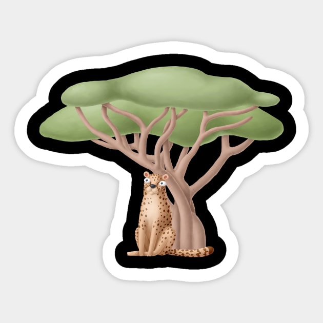 Cute cheetah in safari Sticker by CaptainPixel